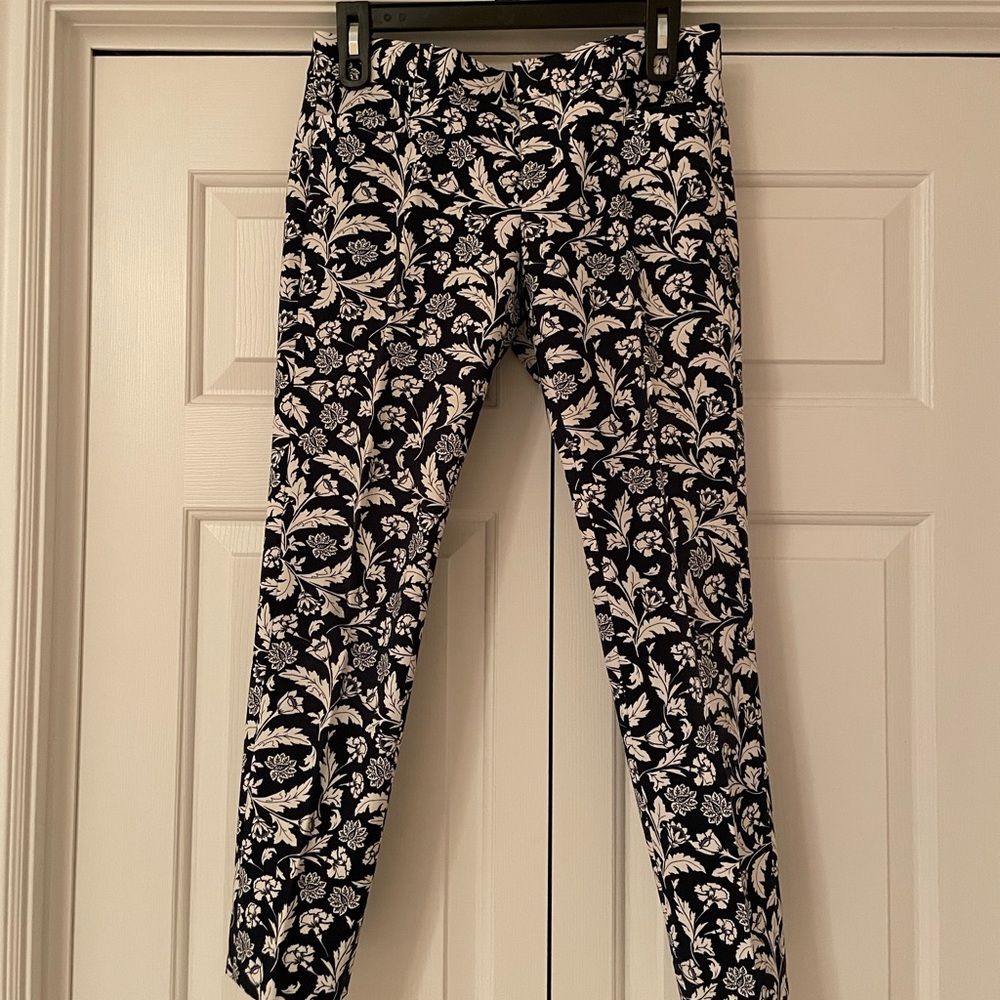 Floral Black and White Pants